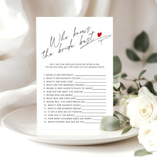 Lámina Caligrafía Quién conoce el mejor juego de novias p