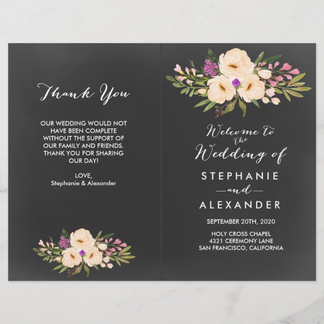 Lámina Calkboard de Anemones Rústicos (Anverso)