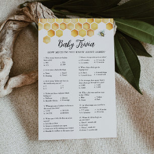 Lámina CALLA Honey Bee Trivia Baby Shower Game Card
