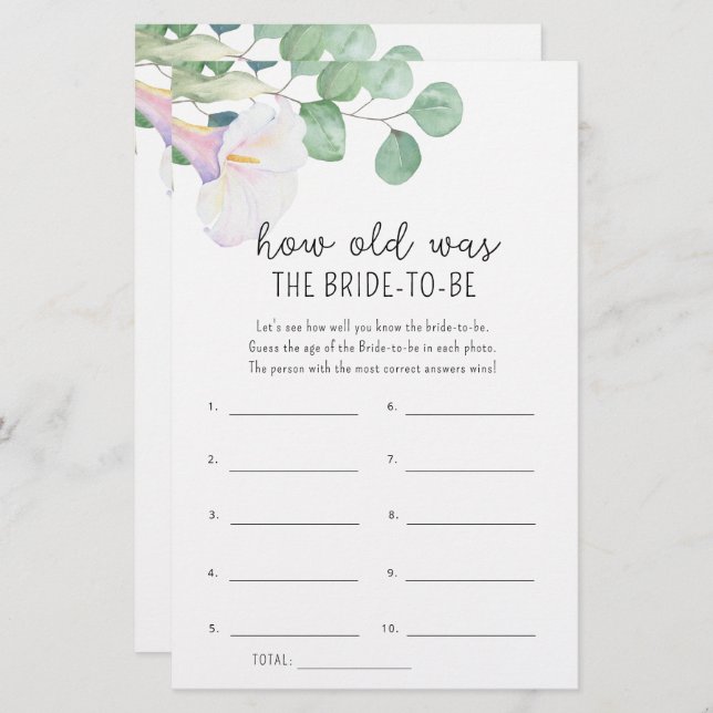 Lámina Calla y eucalipto - Qué edad tenía la novia para s (Anverso / Reverso)