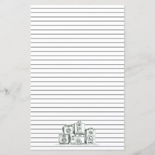Lámina Cámaras de época Letra negra en línea Stationery