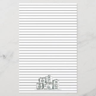 Lámina Cámaras de época Letra negra en línea Stationery
