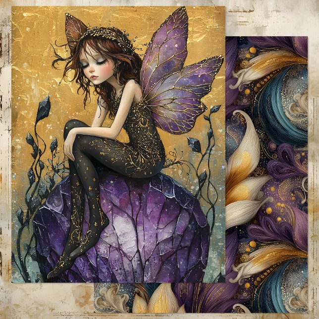 LÁMINA CAMBIANDO LA JUSTICIA CRISTAL EN PURPLE Y ORO (ENCHANTING CRYSTAL FAIRY IN PURPLE AND GOLD)