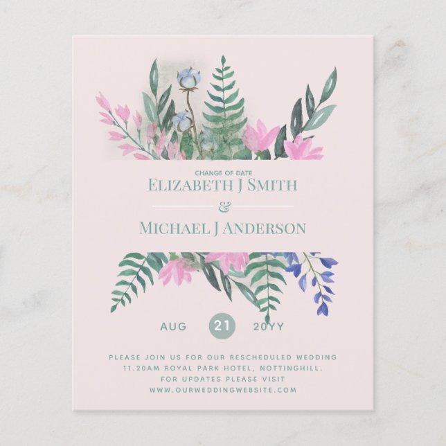 Lámina Cambio de fecha Planes de postergación Moda Flores (Anverso)