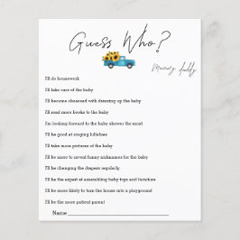 Lámina Camión acuarela con girasoles adivina quién juega