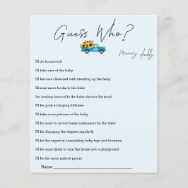 Lámina Camión acuarela con girasoles adivina quién juega