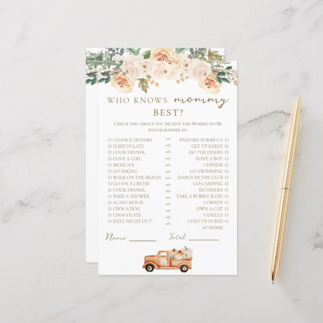 Lámina Camión de calabaza floral que conoce mejor a mamá (Anverso/Reverso In Situ)