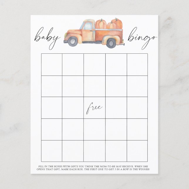 Lámina Camión de calabaza - juego de Bingo Bebé (Anverso)