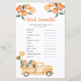 Lámina Camión de juego de escramble de palabras Cítricos 