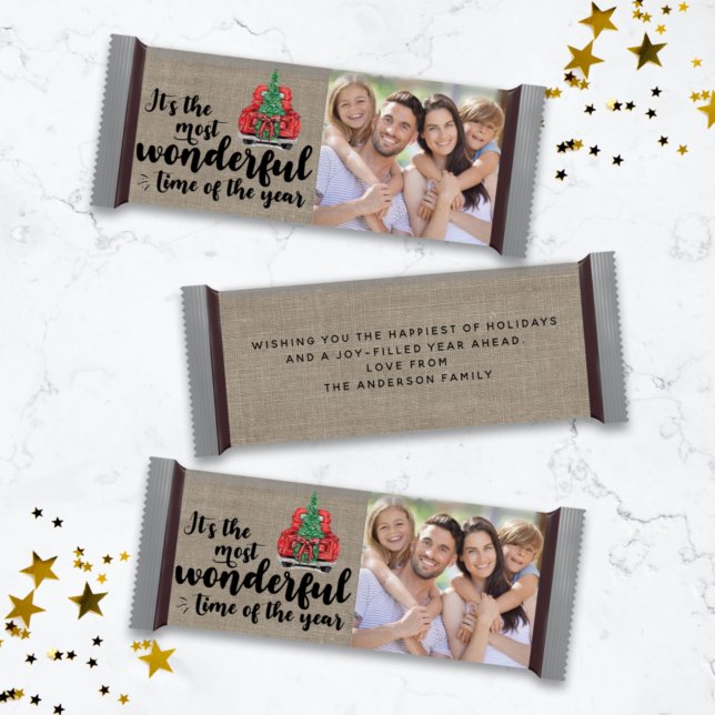 Lámina Camión rojo Burlap Navidades Candy Bar Wrapper (Subido por el creador)