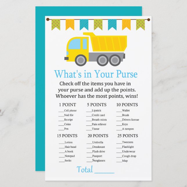 Lámina Camión volcado ¿Qué hay en tu juego de bolso? (Anverso / Reverso)