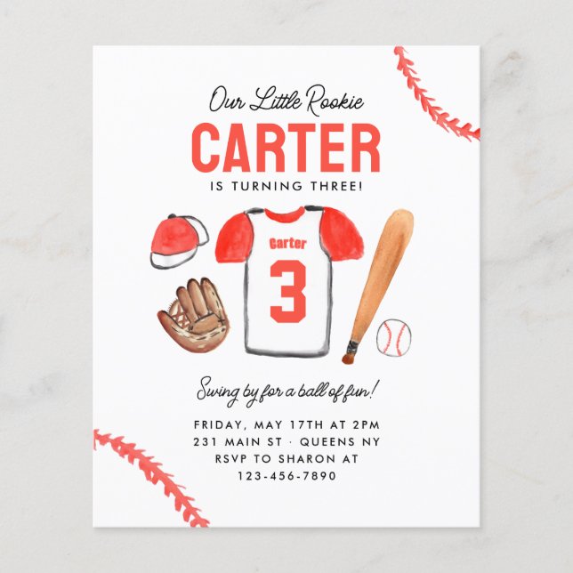 Lámina Camiseta de béisbol Novato del Año Cumpleaños (Anverso)