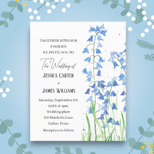 Lámina Campanillas Azules Acuarela Floral Boda de Primave
