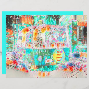 Lámina Camper Retro Hippie Green Groove Y Vibe Pop Art