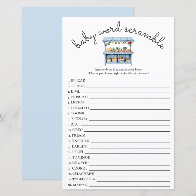 Lámina Campesinos azules comercializan juego de palabras  (Anverso / Reverso)