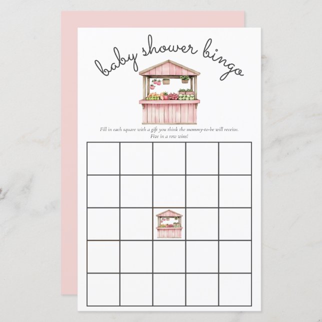 Lámina Campesinos rosados Mercado Bebé Chica Ducha Juego  (Anverso / Reverso)