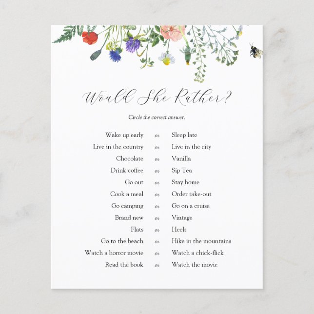 Lámina Campos de flores silvestres y abejas preferirían j (Anverso)