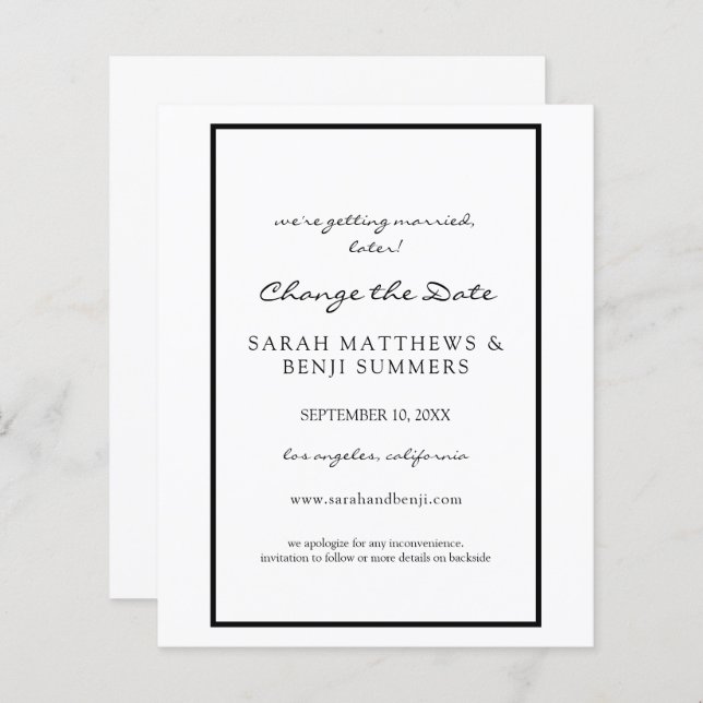 Lámina Cancelar o cambiar la fecha en blanco y negro de p (Anverso / Reverso)