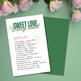 Lámina  Candy Match Tennis Bridal Shower Game Answer Key