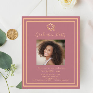Lámina Captura de foto de oro Rosa Invitación del partido