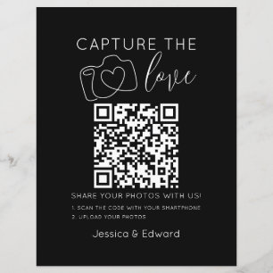 Lámina Capturar el código Qr de amor Moda negra Boda mode