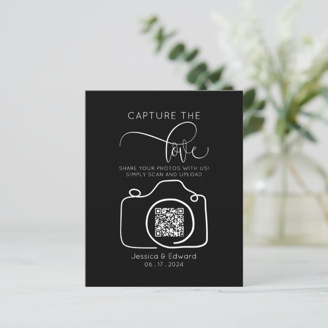 Lámina Capturar el código Qr de amor Moda negra Boda mode (Anverso de pie)