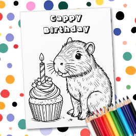 Lámina Capybara Pun Birthday | Coloring Page