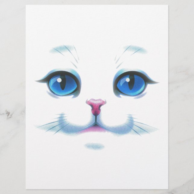 Lámina Cara azul de gato blanco lindo (Anverso)