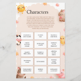 Lámina Caracteres de juego de Baby Shower de animales de 