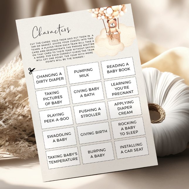 Lámina Caracteres de juego de Baby Shower de oso (Subido por el creador)