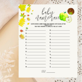 Lámina Caramel Apple Green Baby Shower Name Race Game