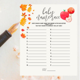 Lámina Caramel Apple Red Baby Shower Name Race Game