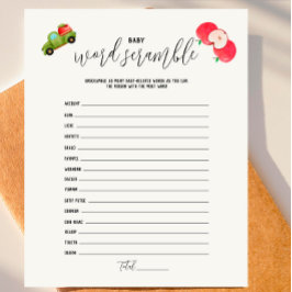 Lámina Caramel Apple Red Baby Shower Word Scramble Game