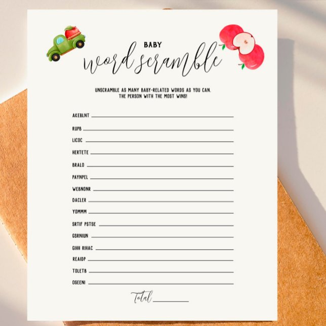 Lámina Caramel Apple Red Baby Shower Word Scramble Game (Subido por el creador)