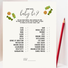 Lámina Caramel Apple - Verde ¿Quién será el bebé? Juego