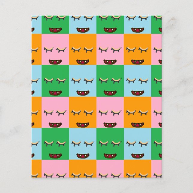 Lámina Caras de bloques de monstruo sonrientes (Anverso)