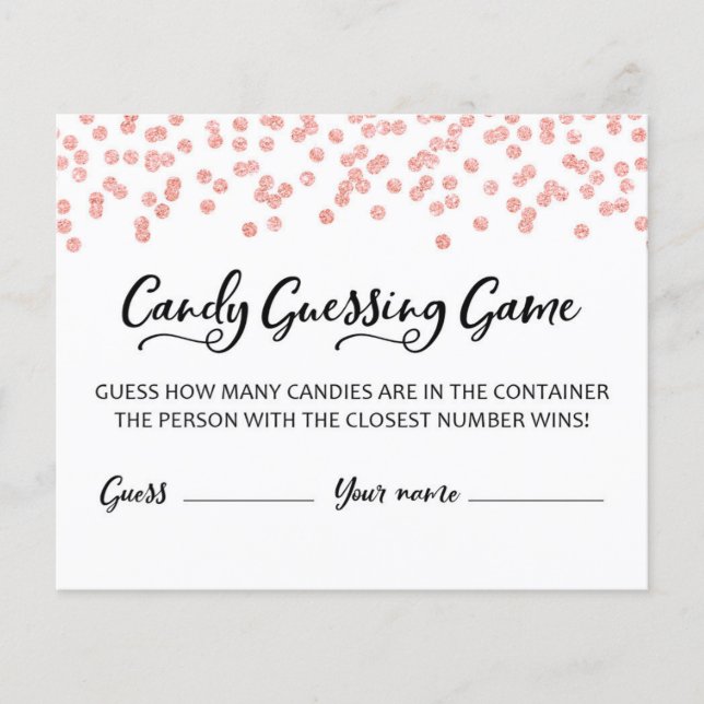 Lámina CARD Cuántos caramelos hay en el juego de Baby Sho (Anverso)