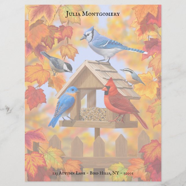 Lámina Cardenal de aves silvestres de pollo Jay Autumn (Anverso)