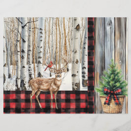 Lámina Cardenal y papel de ciervo en invierno