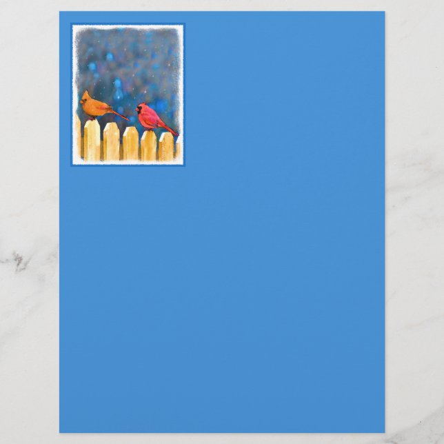 Lámina Cardenales sobre la pintura de la cerca - Arte ori (Anverso)