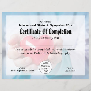 Lámina Cardiología Certificado de Conferencia Cardiotorác