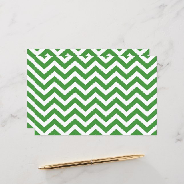 Lámina Cardstock Boda de Chevron blanco y verde oscuro (Anverso/Reverso In Situ)