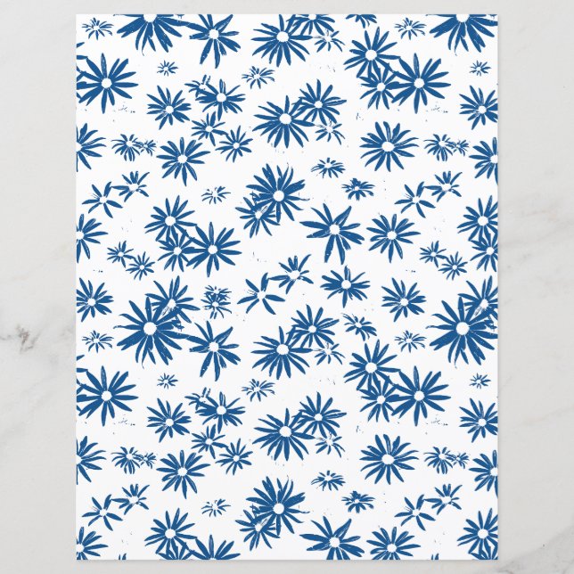 Lámina Cardstock floral azul a dos lados (Anverso)