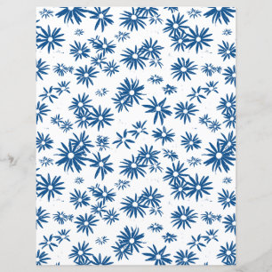 Lámina Cardstock floral azul a dos lados
