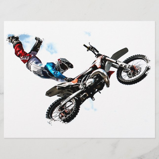 Lámina carreras de moto ciclista acrobacia (Anverso)