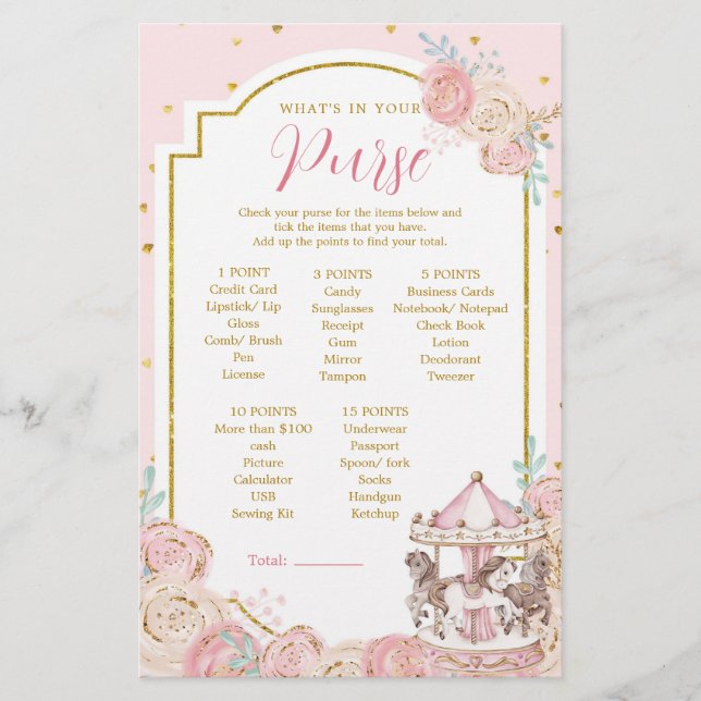 Lámina Carrusel mágico rosado y dorado ¿Qué hay en tu bol (Anverso)