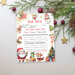 Lámina Carta a Papá Noel Navidad