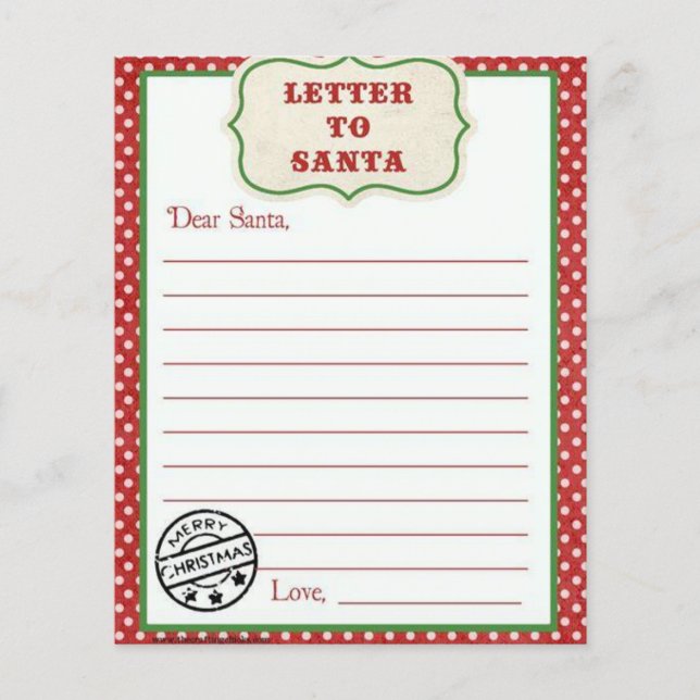 Lámina Carta a Santa (Anverso)
