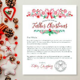 Lámina Carta acuarela de niño de la Navidad de padre