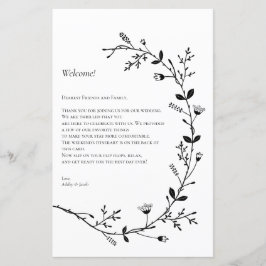 Lámina Carta de bienvenida de Boda de pergamino, tinerari